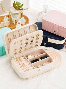 PU Jewelry Storage Box, Travel Jewelry Box, Portable Jewelry Storage Box, Large Capacity Jewelry Storage Box,Multifunctional Double Layer Jewelry Storage Box, Dressing Table Storage Box, Waterproof Large Capacity ,Simple Travel And Home Jewelry Box, Suitable For Necklaces, Earrings, Rings, Bracelets, Portable Travel Jewelry Storage Box, Valentine's Day Gift, Wedding Gift.