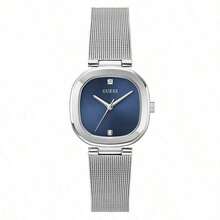 Guess Reloj de moda minimalista y casual, esfera azul, correa de acero, cuarzo, reloj de mujer GW0768L1