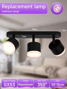 CANMEIJIA GX53 Base Rotatable 350° LED Recessed Ceiling Light, Dual/Triple Head Wall Lighting Fixture, Suitable For Home, Living Room, Kitchen, Dining Room, Bedroom, Attic, Store, Cafe, Restaurant, Corridor - GX53 Lamp Holder (rotatable Horizontally 350° and Vertically 90°) - View 14