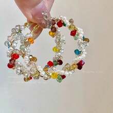 1 Pair Exquisite Crystal Inlaid Pearl Earrings With Premium Wrapped Setting Western Style Luxury Design Sparkling Colorful Gems Hypoallergenic Materials Comfortable For Daily Wear Perfect For Romantic Dinners Party Events Formal Engagements And Special Gatherings Ideal Gift For Valentine's Day Anniversaries And Celebrations