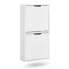 SoBuy Shoe Rack With 2 Flaps, Slim Shoe Cabinet, Shoe Rack With 2 Shelves, Shoe Chest Of Drawers, Shoe Storage, White, W X H X D Approx. 50 X 90 X 19 Cm FSR177-W - wall-mounted white - 查看 12
