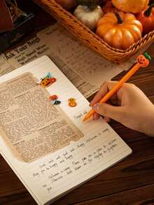 1pc Halloween Gel Pen, Neat Handwriting Cartoon Halloween Style Cute Neutral Pen, Adorable Pumpkin Print Pen Design, 0.5mm Fine Tip Black Ink, Suitable For Party Favors, Office Supplies, Fun Gifts For Friends, School Supplies
