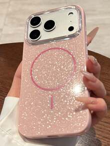 奢华闪亮磁吸无线充电手机壳，兼容 17 Pro Max、17 Pro、17 Air、17、16、15、14、13、12 Pro Max、11，可爱果冻防震 IMD 保护套 - 粉色 - 查看 4