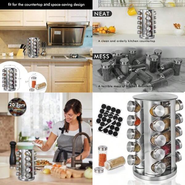 Spice Rack Spice Rack Organizer For Countertop Rotating Spice Rack With Jars Spinning Spice Rack Shelf Revoing Spice Rack For Kitchen Sier