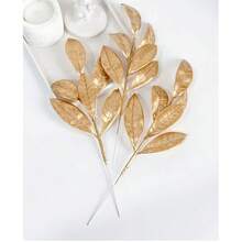 12pcs Christmas Decorative Flowers - Artificial Pine Branches With Golden Flowers, For DIY Wreaths/Vase Filler, Home Christmas Decor, Christmas Tree Decoration, Crafts, Artificial Christmas Branches For Indoor/Outdoor Vase, Home Decor, Artificial Plants, Artificial Flowers, Valentine's Day Gifts, Home Decor, Small Gifts Christmas Decorations Room Decor