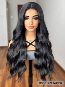 Gradient Gold Long Wavy Wig, 26 Inch Middle Part Long Curly Hair, Heat-Resistant Fiber Material, Natural Appearance, Suitable For Daily Wear And Parties - Multicolor - View 13