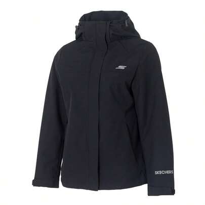 Skechers Women's Woven Jacket, Casual Loose Comfortable Sportswear Jacket, Women's Clothing, Daily Running Sports Fitness Jacket P425W219