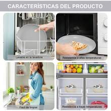 Juego de vajilla de 44 piezas, juego de vajilla de paja de trigo, vajilla reutilizable de fibra irrompible para 4 personas, libre de BPA, apto para lavavajillas y microondas (gris claro) - Gris Claro - Ver 3