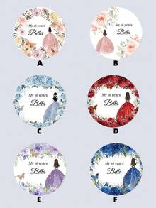 1-100PCS Customized Colorful Crown Birthday Stickers, Personalized Text Wedding Circular Stickers, Custom Adult Gift Labels, Butterfly And Floral Pattern Decoration Labels For Wedding Parties - White - View 7