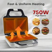 KotiCidsin KotiCidsin Multifunktions-Waffeleisen, Croque Monsieur, Grill- und Waffeleisen 3 in 1, 750 W, Grau