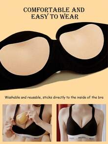 2Pairs Sticky Bra Inserts,Snowy Sticky Bra Inserts,Sticky Bra Push Up, Self Adhesive Pads Ultra Instant Lift Bra, Push Up Bikini Pads For Sports Bra Swimsuit. - 彩色 - 查看 4