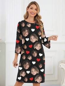 定制女士睡衣，可印制任意图案，个性化照片睡衣，趣味定制图案舒适睡衣。适合情人节、生日、送礼等各种场合，个性化、色彩缤纷、可爱、诙谐、幽默、独特、专属，是送给女朋友的理想礼物，也适合送给女朋友、家人、朋友、长辈，秋季时尚百搭，适合派对场合。 - 黑色 - 查看 3