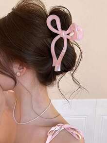 1pc Women's Acrylic Pearl Bow Hair Claw Clip, Large Size, Elegant Ponytail Holder, Suitable For Daily Use, Beach, Travel, Party, Fashion Accessory Hair Clip Fashion Hair Clutch Winter Hair Accessories