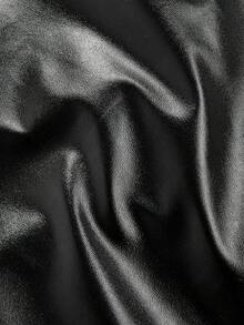 Plus Size Solid Color PU Leather Pocket Button Zipper Women Casual Wear, Autumn/Winter