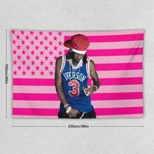 Playboi Rapper Carti American Flag Tapestry. Pink Gift. Easy Hang, Durable. Ideal For Living Room. Bedroom. Man Caves, Dorm Decor. Outdoor Parties. - Pink - View 12