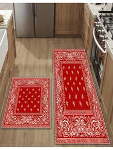 1/2/3 Stücke vintage rote Memory-Schaum weiche Bodenmatte, rutschfester dekorativer Küchenteppich und Badezimmermatte, geeignet für Heim- und Raumdekoration