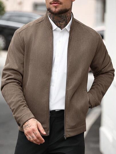 Herrjacka i mocka med dragkedja, höst/vinter, avslappnad och minimalistisk