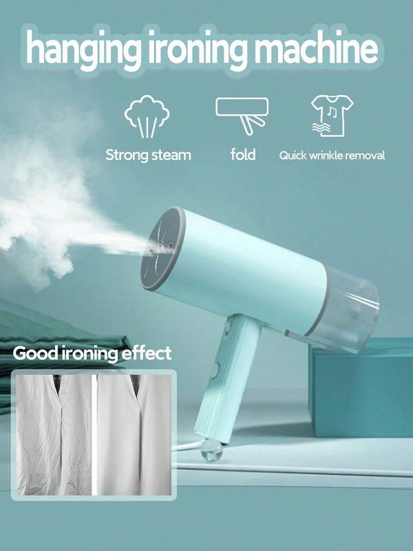 OBOVAY 1 pieza de plancha de vapor portátil, máquina de planchado a vapor, plancha de vapor, de alta potencia de 800W, calentamiento rápido en 30 segundos, elimina arrugas de la ropa, mango plegable, almacenamiento conveniente, tamaño pequeño y fácil de transportar, plancha de vapor portátil mini para uso doméstico, de viaje y de oficina