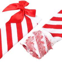 2 pièces/set Chaussettes hautes de Noël à nœud rayé, motif rayé diagonal rouge et blanc bonbon, vert et blanc. Costume de Noël, convient pour les fêtes et les représentations