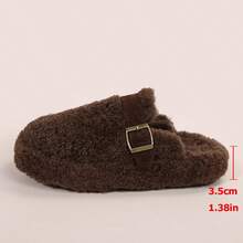女式冬季毛绒内衬圆头一脚蹬休闲平底鞋，时尚百搭舒适软底乐福鞋 - 咖啡棕 - 查看 9