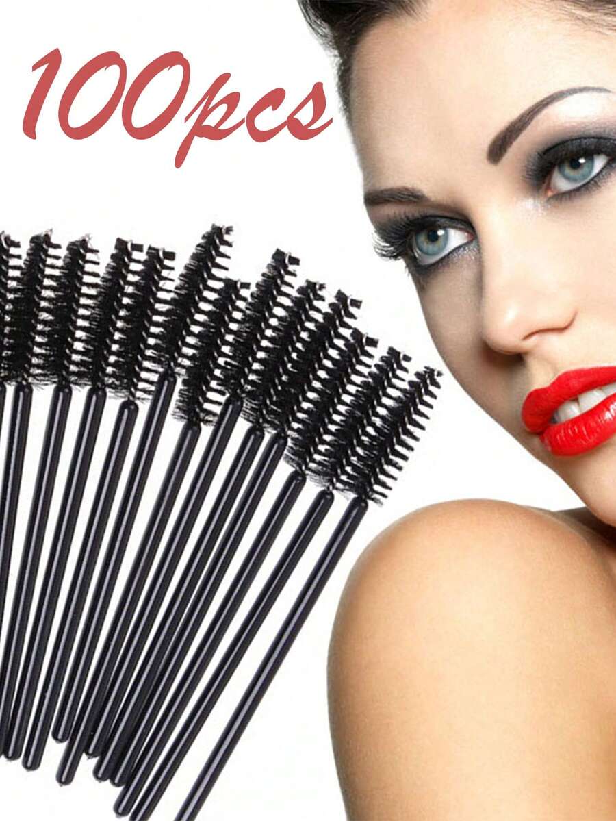 100 pezzi/50 pezzi Pennelli monouso per ciglie, bacchette per mascara, pennelli per ciglie, spoolie per extension ciglie, kit di accessori per trucco di sopracciglia e ombretto, applicatore per glitter e pulizia