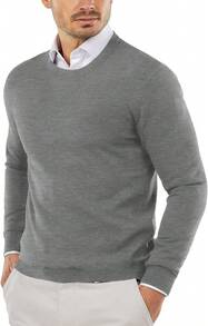 Men's Crew Neck Sweater Slim Fit Lightweight Sweatshirts Knitted Pullover For Casual Or Dressy Wear - 灰色 - 查看 8