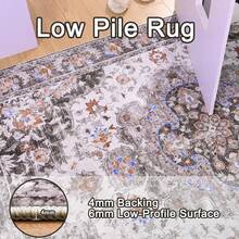 Vintage Floral Low Pile Rug - Machine Washable Foldable Carpet, Soft Non-Slip Area Rugs For Living Room, Bedroom & Dining Room - Brown - View 4
