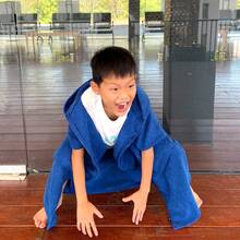 1 件儿童浴巾连帽衫吸水速干拉链冲浪斗篷换尿布毛巾游泳外套可穿戴沙滩巾粉色和海军蓝色 - 彩色 - 查看 7