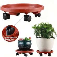 1pc Round Flower Pot Tray With Wheels - Stable, Easy-To-Move Wheel Plant Stand, Suitable For Indoor And Outdoor Use, Multi-Purpose Lawn Care Garden Tool
