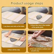 Juego de 12 herramientas de cermica, incluye 1 rodillo de madera, herramientas de arcilla polimrica para esculpir, 1 mantel de lino porttil y 10 guas de 5 tamaos para ensear madera - 17. - Madera-45 cm - Ver 7