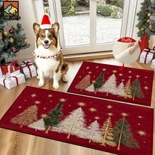 Capacho antiderrapante com padrão de árvore de Natal, capacho antiderrapante de superfibra, adequado para decoração de festas de fim de ano, cozinha, banheiro, sala de jantar, quarto, pode ser dado como presente de Natal