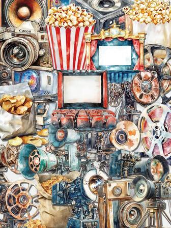 50 Adet Vintage Film Projektörü Çıkartmaları PET Malzeme El Kitabı Dizüstü Bilgisayar Telefon Kılıfı Bagaj Gitar Dekoratif Çıkartmalar