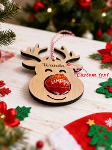Customizable Name Text Christmas Personalized Engraved Wooden Reindeer Chocolate Box Christmas Tree Decoration,Festive Calendar - Multicolor - View 6