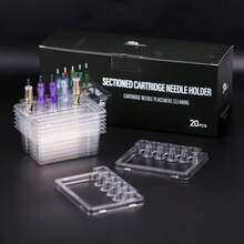 20个透明纹身墨水杯架 - 一次性塑料纹身墨水杯架 - 新款方形针头清洗杯 - 纹身刺绣针头架 - 纹身针头墨水清洗杯，纹身清洁用品，纹身杯架，纹身墨水针头架，塑料纹身杯托盘，透明墨水清洗杯 - 彩色 - 查看 3