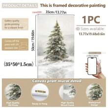 1 件，帆布墙画，带框墙面装饰，复古圣诞老人和圣诞树艺术品，非常适合客厅、卧室或入口处的节日墙面装饰，节日礼物创意，冬季装饰，圣诞节家居装饰，圣诞节