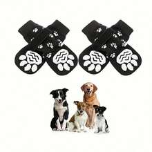 4 Waterproof Non-Slip Dog Socks, Pet Shoes, Breathable Outdoor Accessories - màu đen - Xem 4