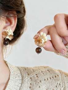 2pcs Bohemian Elegant Resin Tie Dye (Random Color) Long Tassel Earrings, Delicate Women's Earrings For Wedding, Jewelry, Suitable For Vacation, Party, Best Gift For Girlfriend, Mother