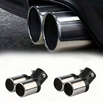 1 件不锈钢双排气消声器头，排气管改装，通用镀铬不锈钢双出口排气头 - 适合汽车和卡车 - 增强车辆外观 - 汽车爱好者的完美礼物