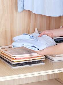 1/3/5/8/10/15pcs Stackable Plastic Clothing Storage Rack With Lid - Foldable, Space-Saving Shirt And Pants Organizer Rack, Convenient Design, Ideal For Home Closet Organization, Slouchy Person Creative Wardrobe Folding Shirt Anti-Wrinkle Portable Rack - Multicolor - View 8