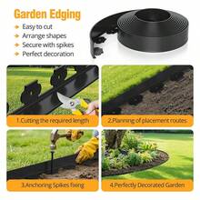 10M/32.8FT 带 30 个特殊钉子景观绿化分隔带 - 耐用的 L 形草石隔离屏障，用于树木景观美化，螺丝设置设计，易于安装和维护，无需挖掘边缘，用于草坪、土壤阻挡和花园绿化