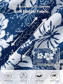 Hawaiian Shirt For Men Summer Casual Beach Button Down Short Sleeve Printed Tropical Vacation Shirtshalloween - Blue Flower - View 2