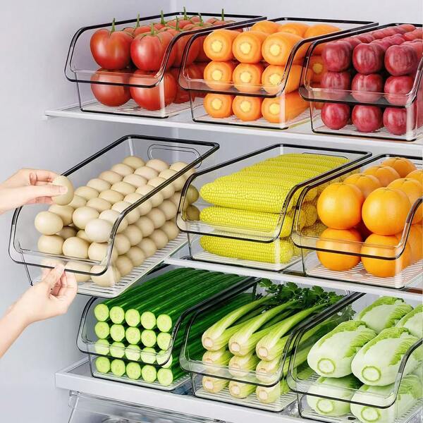 Cajas de almacenamiento para refrigerador de cocina, organizadores para verduras, huevos, uso en congelador