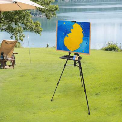 Caballete trípode negro, soporte de caballete de altura ajustable con bolsa de transporte