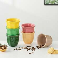 Cốc cà phê/matcha gốm sứ Ả Rập nhiều màu sắc 180ml/250ml - Cốc dập nổi hình hoa tulip, đồ dùng uống kiểu Bắc Âu, lý tưởng để phục vụ espresso, matcha và trà. - Nhiều màu - Xem 9