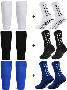 Youth Soccer Leg Warmers & Shin Guard Set, Children's Triangle Floral Soccer Leg Warmers, Sports Leg Sleeve Leg Warmers, Non-Slip Dotted Soccer Leg Warmers, Suitable For Youth Training, Outdoor, Durable, Fit For 10-18 Years Old Boys And Girls