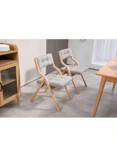 HOMEFUN Folding Chairs Cushion, Wooden Padded Pack, Portable Assembled Dining Stoel Guests Kitchen Office Wedding Grijs view 3