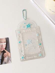 1 件透明四叶草和草莓 3 英寸卡夹，闪光水果卡通偶像卡夹，学生证/公交卡钱包，儿童