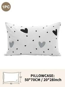 1pc/2pcs/4pcs Black And White Heart Pattern Pillow Cover Set (Pillow Inner Not Included), Soft & Comfortable, Suitable For All Seasons