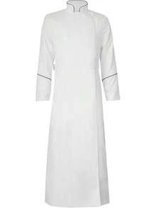 Men's Cassock Choir Long Cassock Minister Robe Clergy Pulpit Liturgical Church Robe 4 Colorshalloween - 白色 - 查看 1