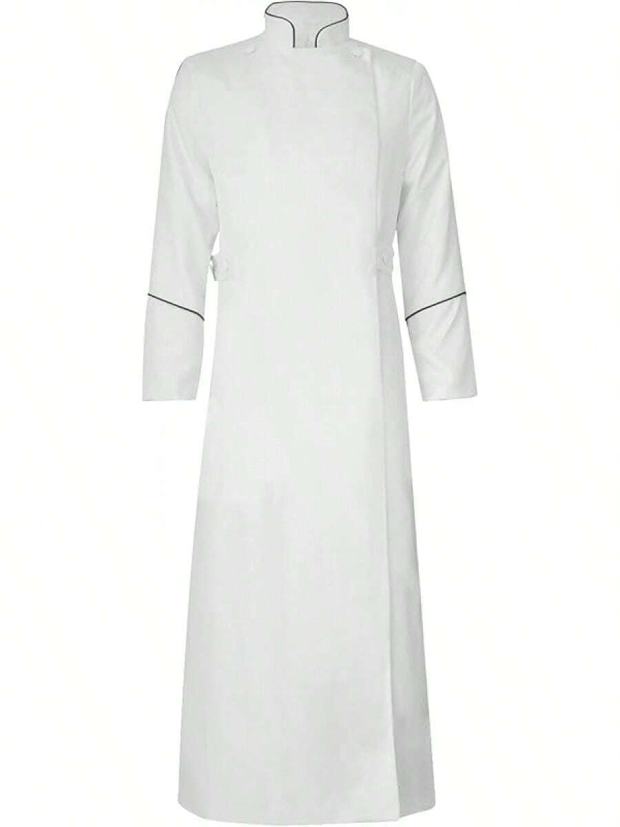 Men's Cassock Choir Long Cassock Minister Robe Clergy Pulpit Liturgical Church Robe 4 Colorshalloween - 白色 - 查看 1